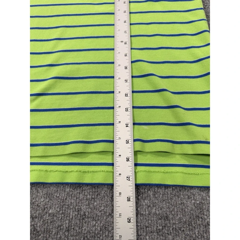 Polo Ralph Lauren Mens M Green Blue Striped Polo Shirt Orange Pony Cotton